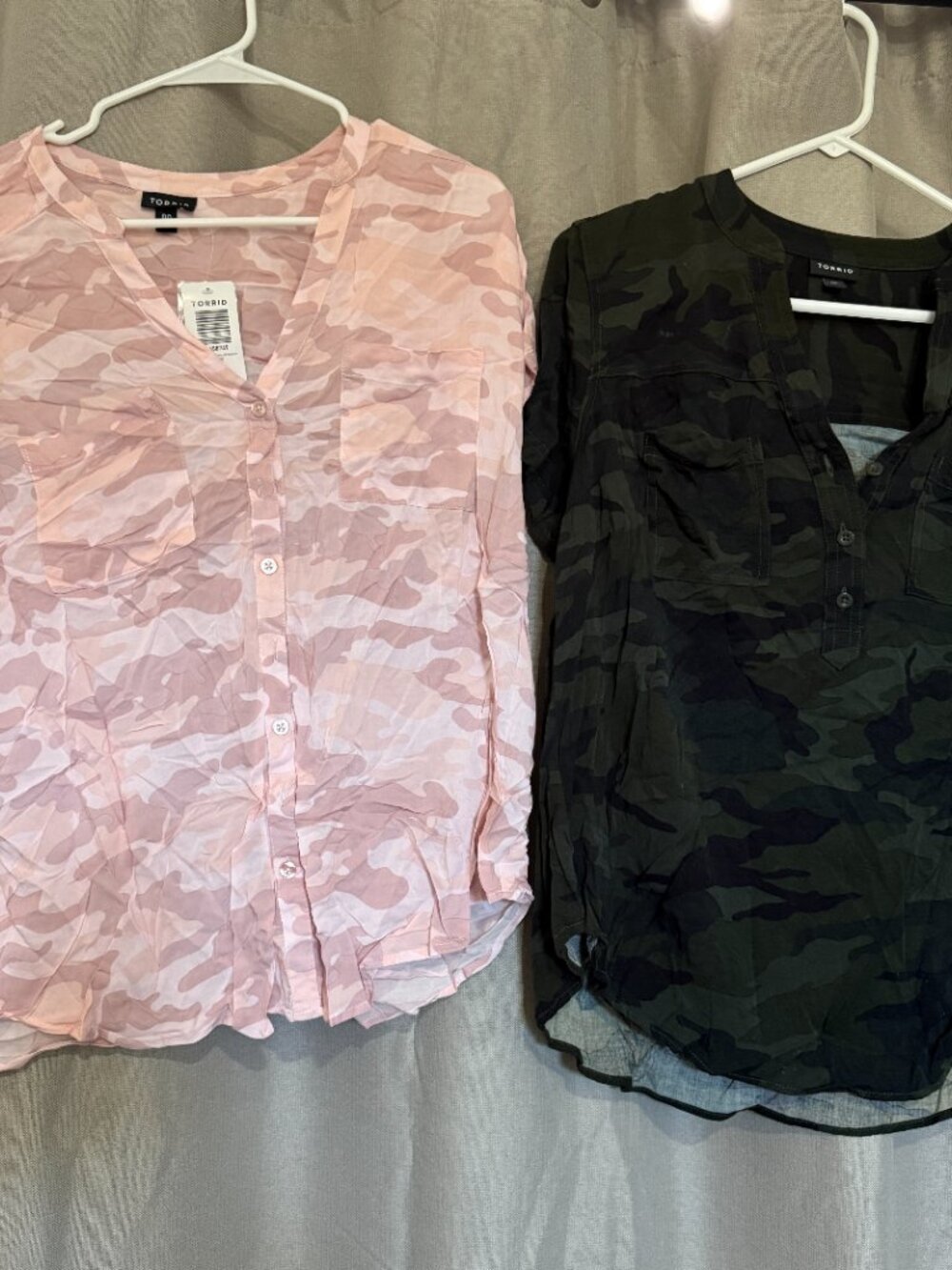 NWT Torrid Camo Blouse Bundle | Pink & Green Camouflage Tops | Size 00 (M/L 10-1